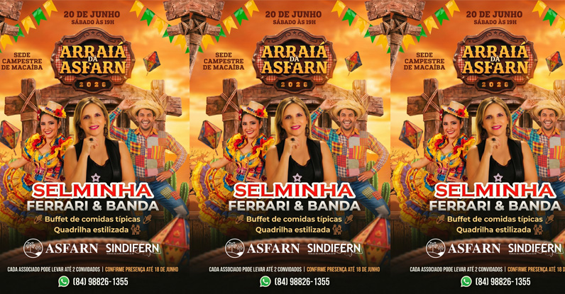 ASFARN e SINDIFERN promovem a tradicional festa de São João do Fisco com música, quadrilha e comidas típicas em Macaíba