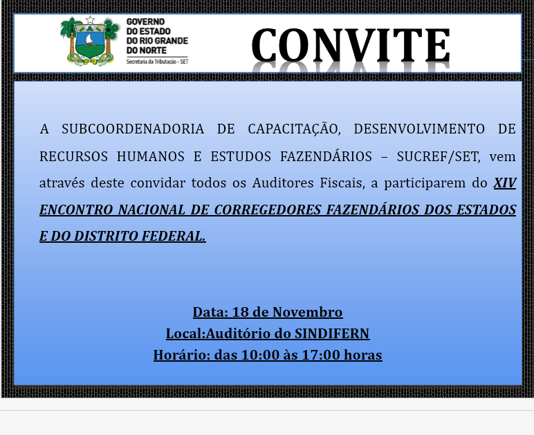 Imagem da notícia SUCREF PROMOVE O XIV ENCONTRO NACIONAL DE CORREGEDORES FAZENDÁRIOS