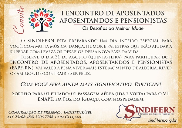 Imagem da notícia I ENCONTRO DE APOSENTADOS, APOSENTANDOS E PENSIONISTAS - OS DESAFIOS DA MELHOR IDADE.