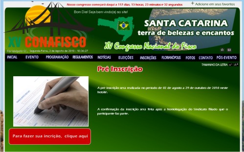 Imagem da notícia PRÉ-INSCRIÇõES PARA O XV CONAFISCO ESTÃO ABERTAS