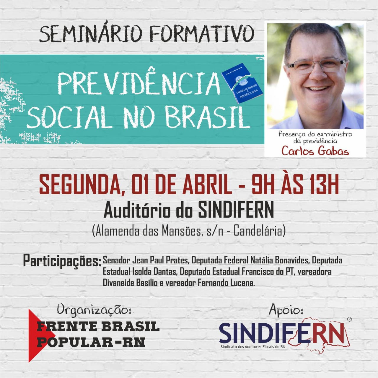 Imagem da notícia  SINDIFERN APOIA REALIZAÇÃO DE SEMINÁRIO SOBRE PREVIDÊNCIA COM  EX-MINISTRO