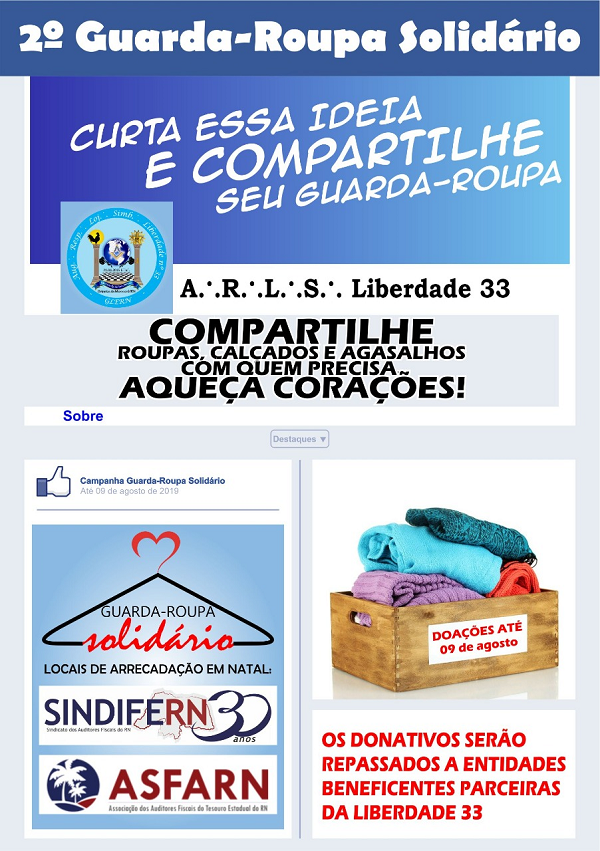 Imagem da notícia SINDIFERN E ASFARN APOIAM PROJETO "GUARDA-ROUPAS SOLIDÁRIO”