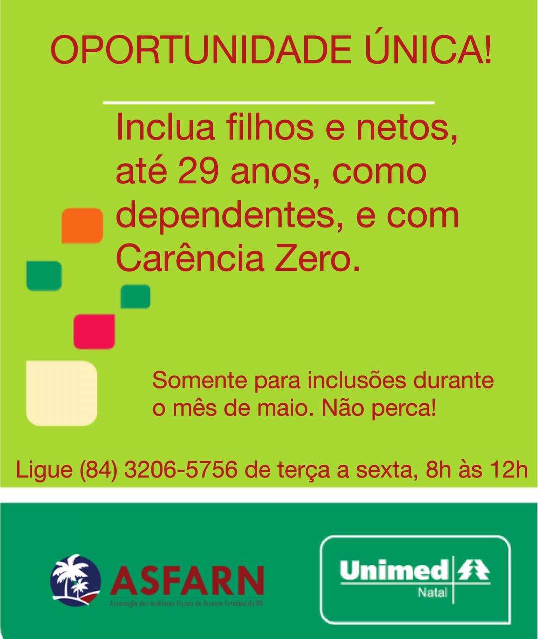 Imagem da notícia OPORTUNIDADE ÚNICA! Inclua, no Plano de Saúde UNIMED, filhos ou netos