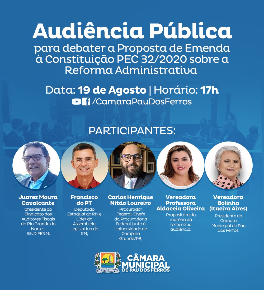 Imagem da notícia SINDIFERN PARTICIPARÁ DE AUDIÊNCIA PÚBLICA DA CÂMARA MUNICIPAL DE PAU DOS FERROS