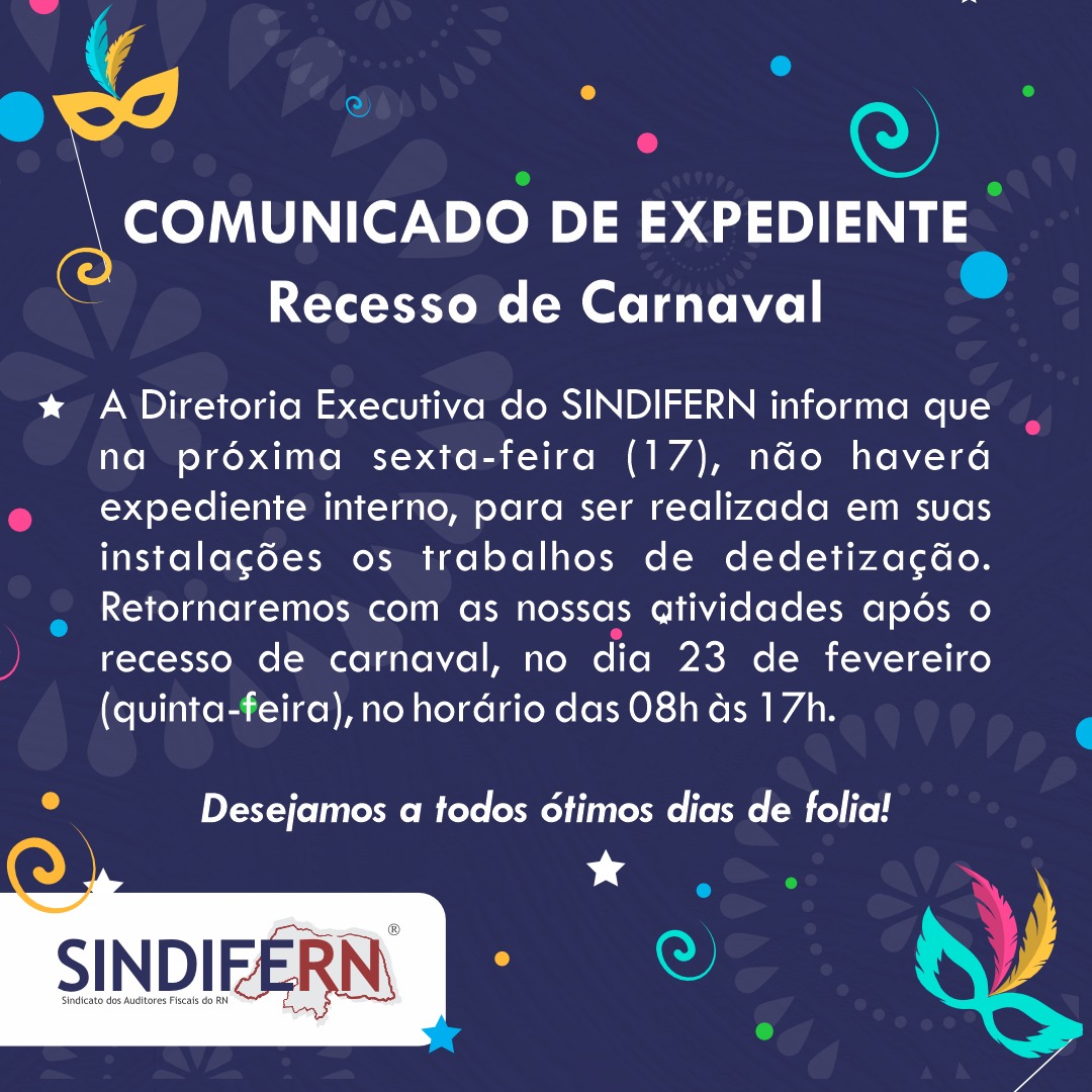 Imagem da notícia COMUNICADO - Recesso Carnaval