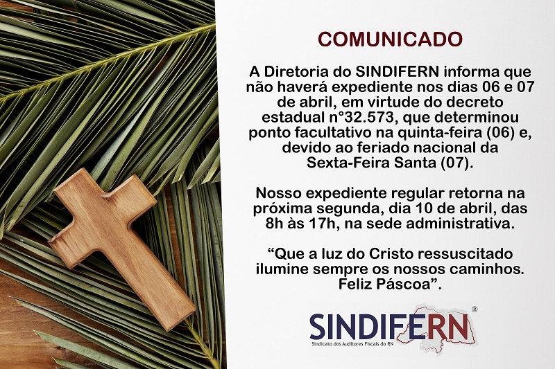 Imagem da notícia EXPEDIENTE SEMANA SANTA