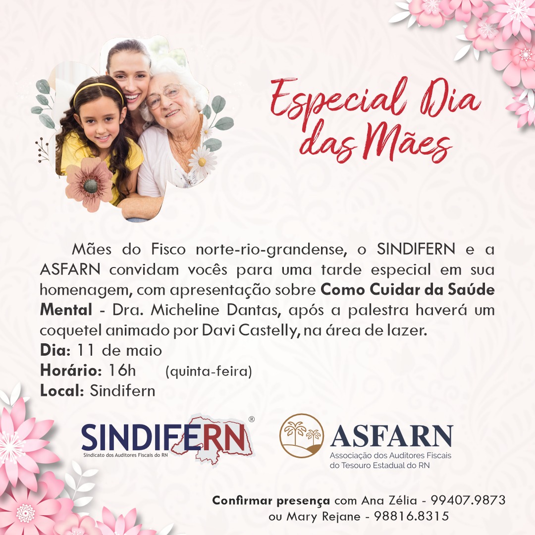 Imagem da notícia SINDIFERN E ASFARN PROMOVEM EVENTO ALUSIVO AO DIA DAS MÃES