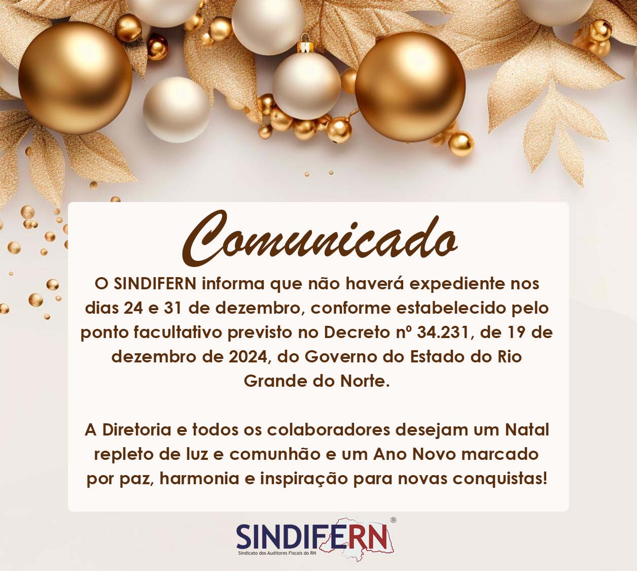 Imagem da notícia COMUNICADO - RECESSO DE FINAL DE ANO