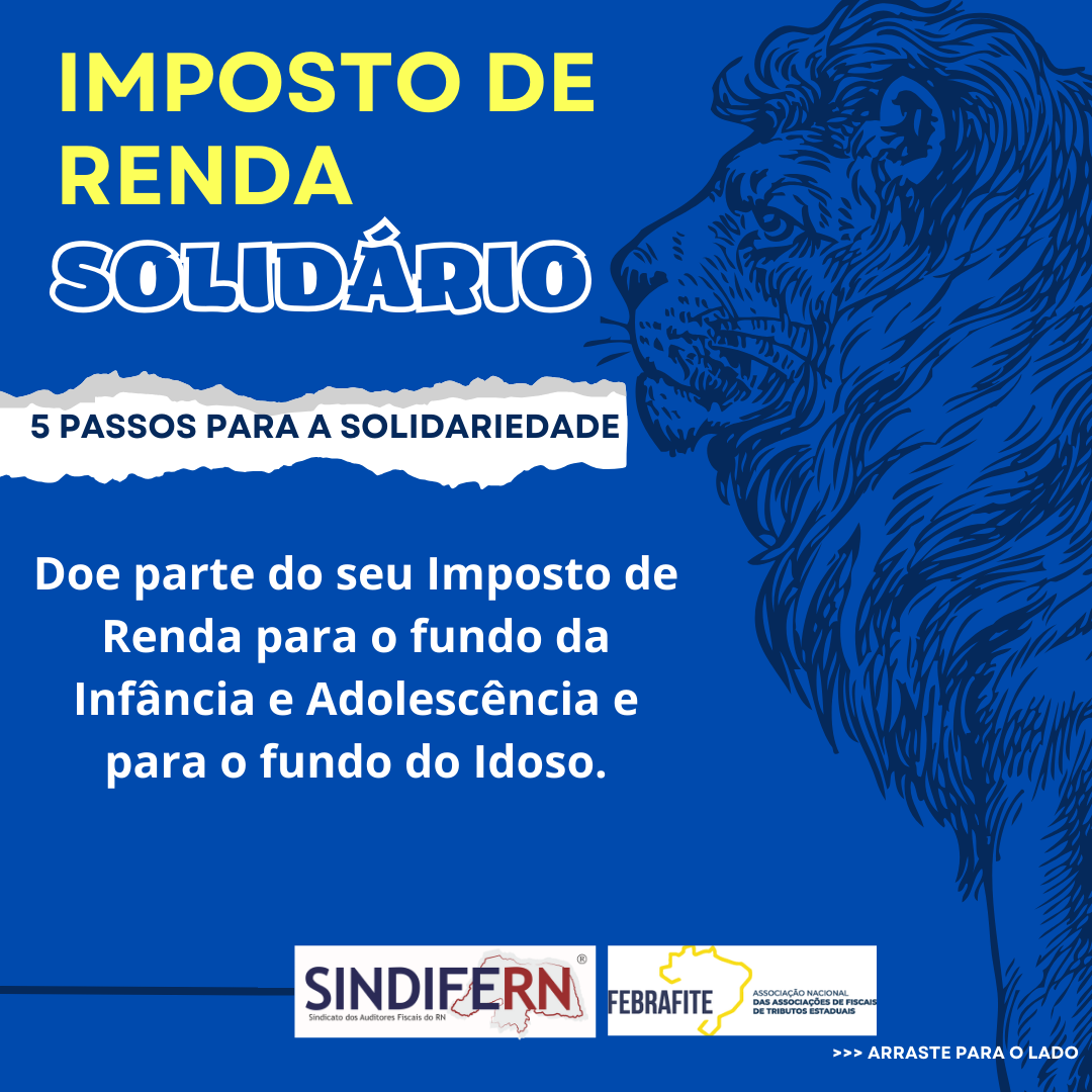 Imagem da notícia IMPOSTO DE RENDA SOLIDÁRIO VAI ATÉ 30 DE MAIO: SAIBA COMO PARTICIPAR!
