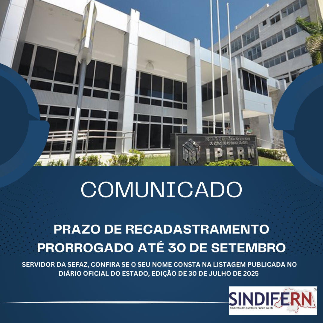 Imagem da notícia COMUNICADO PRAZO DE RECADASTRAMENTO PRORROGADO ATÉ 30 DE SETEMBRO
